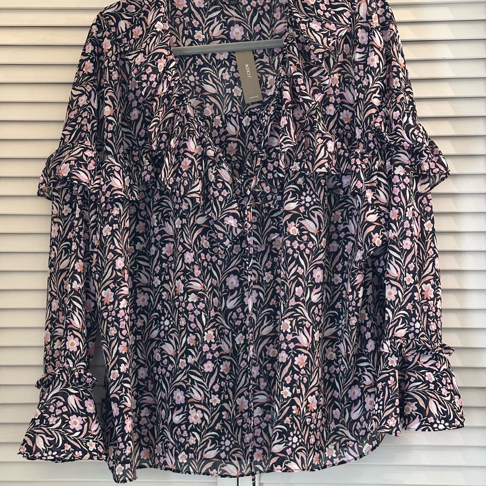 J. Crew Women’s Floral Blouse with Ruffles